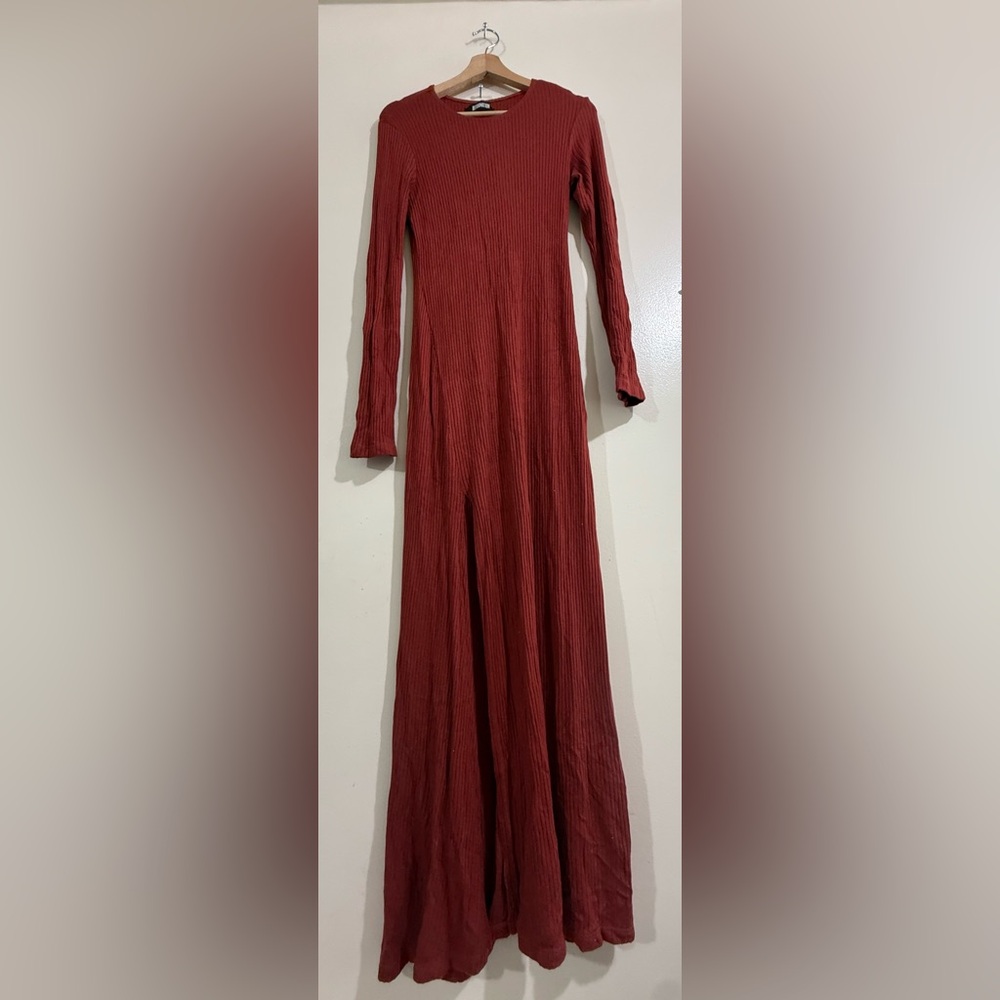 Reformation Long-Sleeve Maxi Dress in Rust